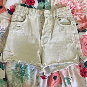 Zara Slit Straight Denim Shorts